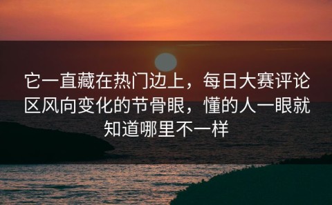 它一直藏在热门边上，每日大赛评论区风向变化的节骨眼，懂的人一眼就知道哪里不一样