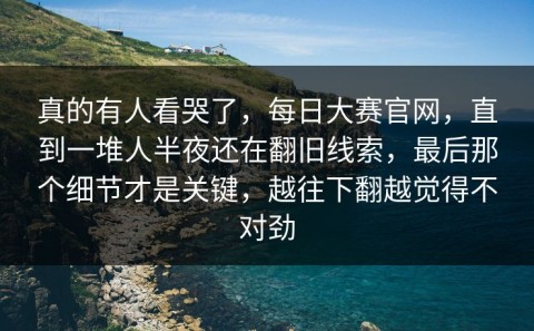 真的有人看哭了，每日大赛官网，直到一堆人半夜还在翻旧线索，最后那个细节才是关键，越往下翻越觉得不对劲