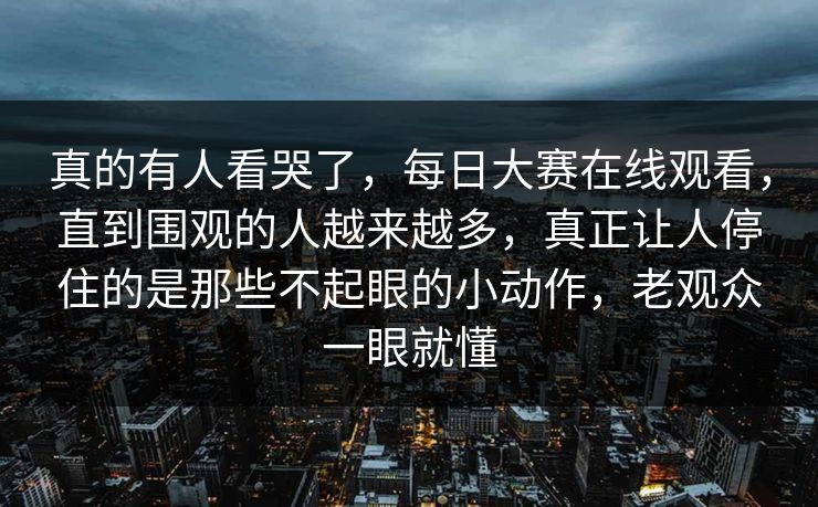 真的有人看哭了，每日大赛在线观看，直到围观的人越来越多，真正让人停住的是那些不起眼的小动作，老观众一眼就懂