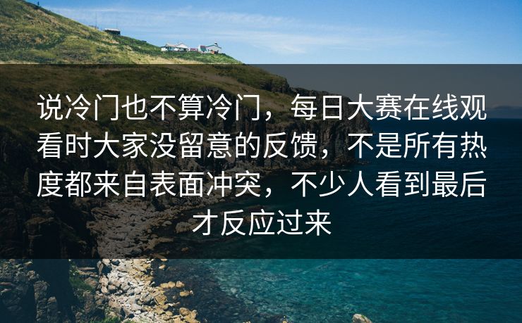 说冷门也不算冷门，每日大赛在线观看时大家没留意的反馈，不是所有热度都来自表面冲突，不少人看到最后才反应过来